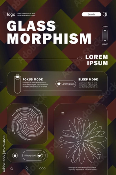 Fototapeta Glass Morphism Mobile UI Interface Design