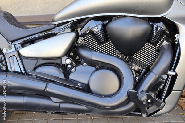 Obraz Fragments of a stylish modern motorcycle.