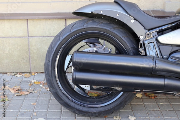 Obraz Fragments of a stylish modern motorcycle.