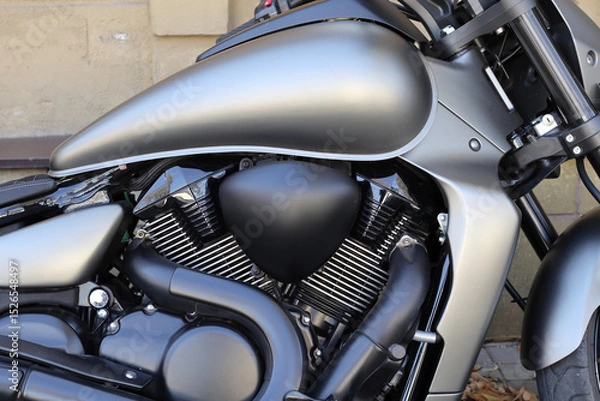 Obraz Fragments of a stylish modern motorcycle.