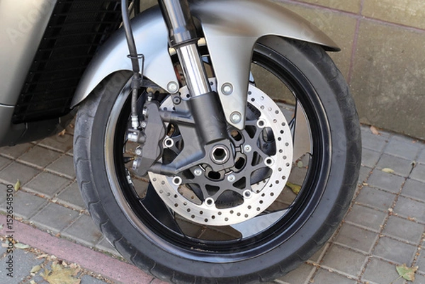 Obraz Fragments of a stylish modern motorcycle.
