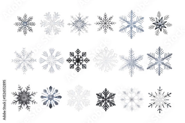 Obraz Set of different snowflakes isolated on white background