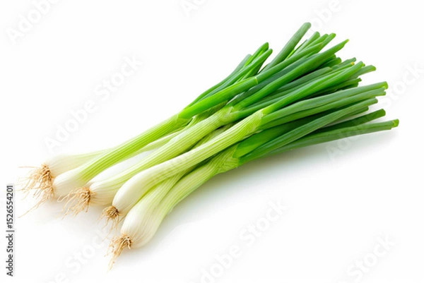 Obraz Young green onion isolated on white background