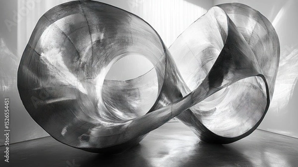 Fototapeta Metal sculpture infinity symbol in gallery with bright window