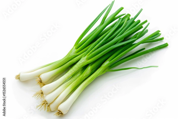 Obraz Young green onion isolated on white background