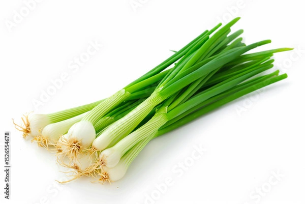 Obraz Young green onion isolated on white background