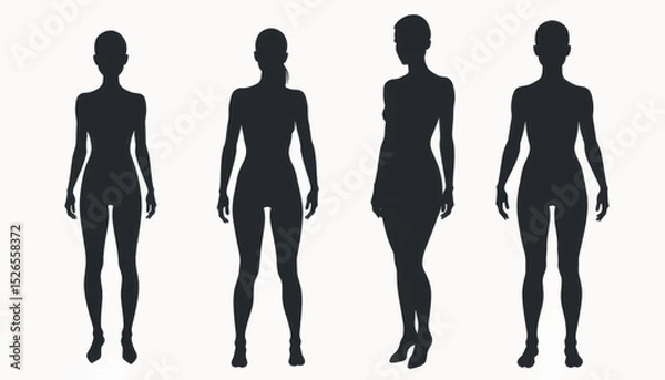Fototapeta Body transformation silhouettes in vector style, visual empowerment