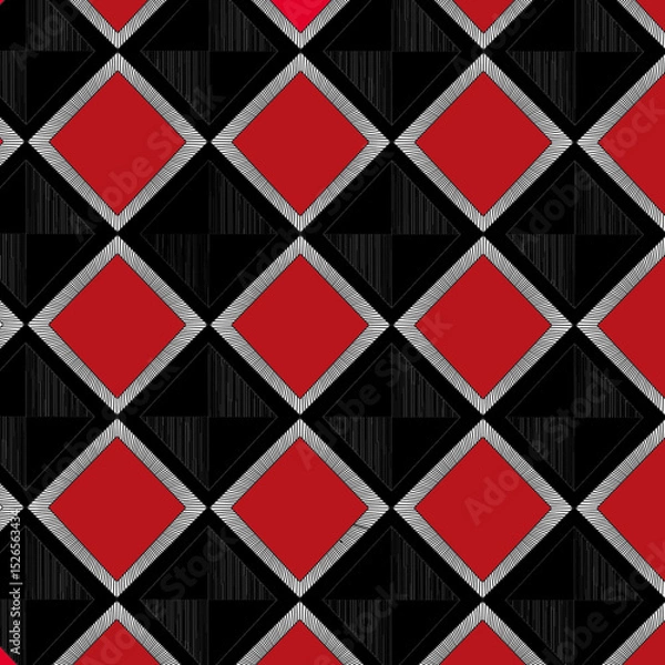 Fototapeta Red and Black Geometric Pattern Design