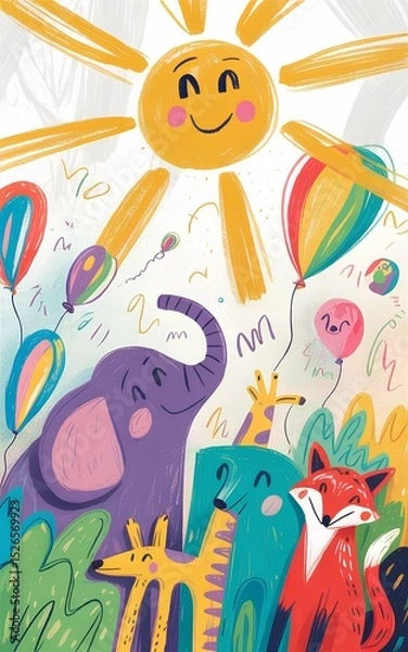 Obraz pattern, illustration for kids with animals 