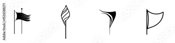 Fototapeta Icon set featuring various flag designs with distinctive shapes and styles suitable for diverse applications