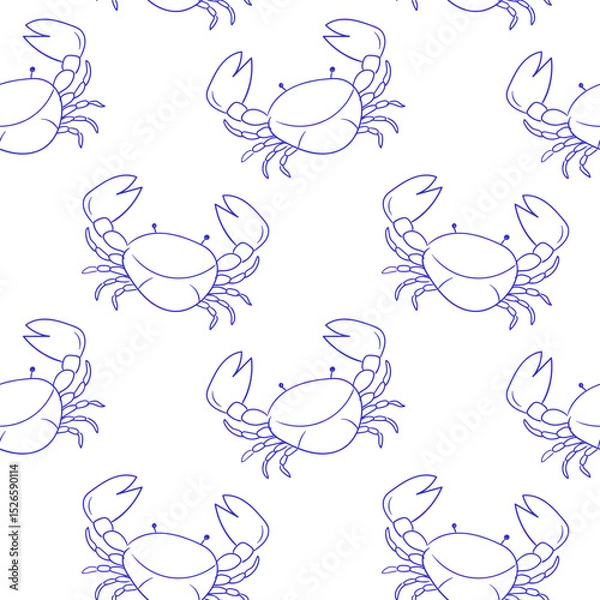 Fototapeta Creative illustration of crabs in a repeating pattern on a white background for design purposes