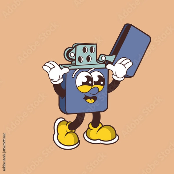 Fototapeta Retro character design from happy lighter