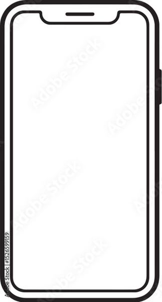 Fototapeta Simple Line Art Illustration of a Modern Smartphone