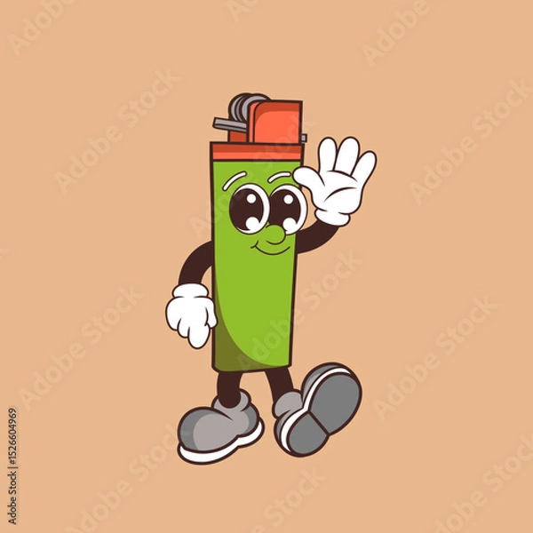 Fototapeta Retro character design of friendly lighter