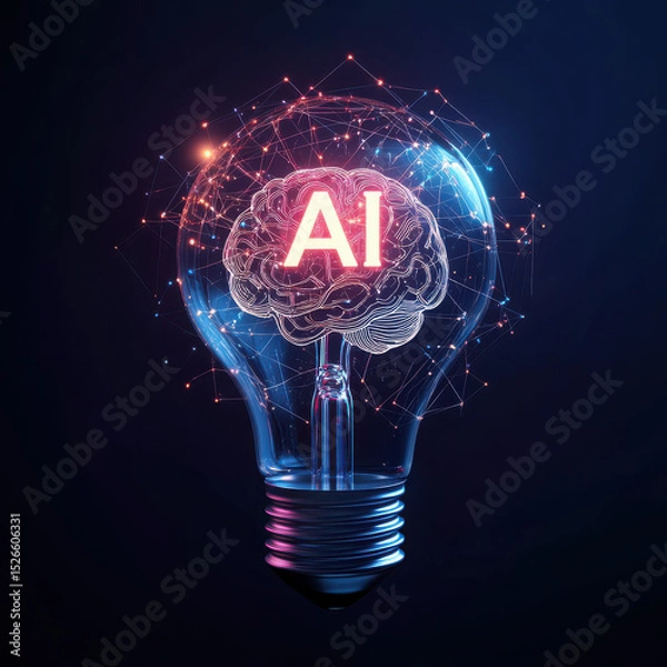 Fototapeta A high-quality, ultra-detailed concept image of a traditional light bulb standing upright on a dark gradient background. High quality photo