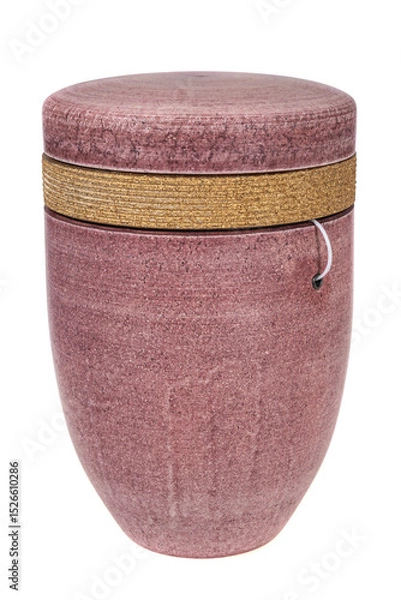 Fototapeta Pink Cremation Urn. Funeral Memorial Keepsake for Ashes, Isolated on White Background