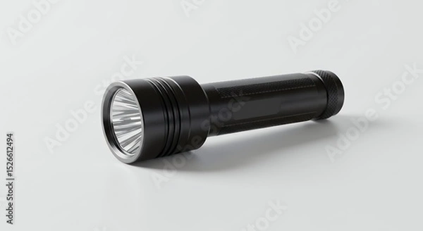 Fototapeta Black flashlight on white background