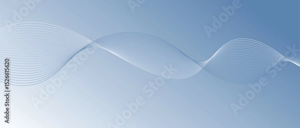 Fototapeta Abstract wave lines in blue gradient on minimalist background. Futuristic and dynamic look, perfect for tech, digital, and modern design projects.