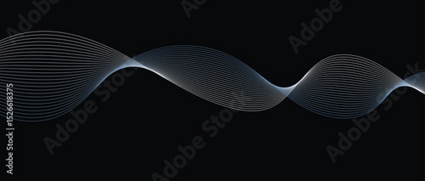 Fototapeta Abstract wave lines in blue gradient on minimalist background. Futuristic and dynamic look, perfect for tech, digital, and modern design projects.