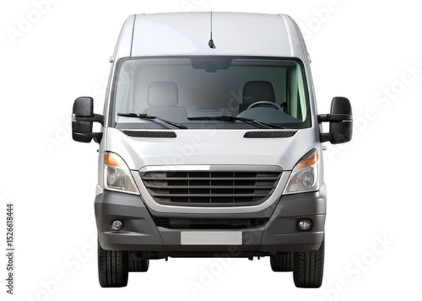 Fototapeta white logistic van front view with headlights