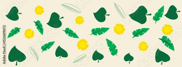Obraz Summer pattern of Seamless Tropical Leaf and Flower Pattern Backgrounds