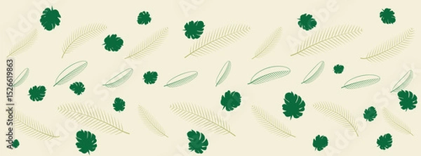 Obraz Summer pattern of Seamless Tropical Leaf and Flower Pattern Backgrounds