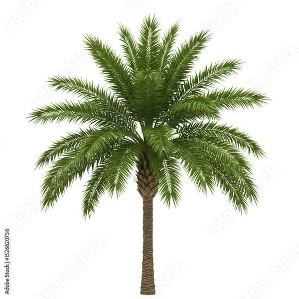 Fototapeta Palm tree with green leaves isolated on transparent background