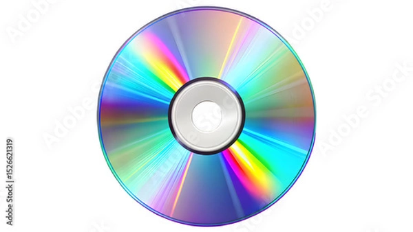 Fototapeta Isolated CD Disc with Reflective Surface on Transparent Background – Digital Media Storage, Optical Disc Technology

