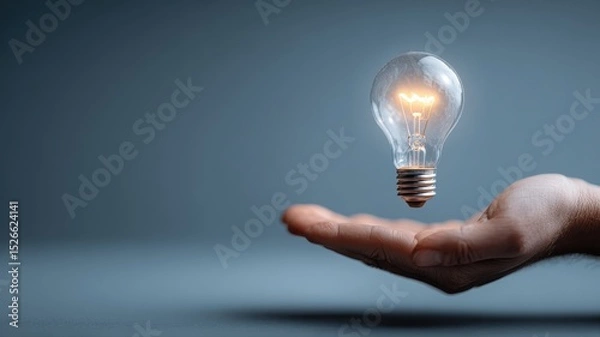 Obraz Floating Light Bulb Above Open Hand Symbolizing Innovation and Ideas
