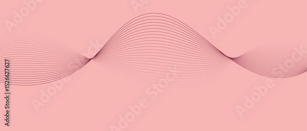 Fototapeta Abstract wave lines in maroon-cream gradient on minimalist background. Futuristic and dynamic look, perfect for tech, digital, and modern design projects.