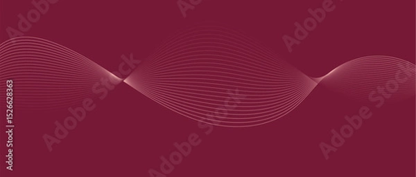 Fototapeta Abstract wave lines in maroon-cream gradient on minimalist background. Futuristic and dynamic look, perfect for tech, digital, and modern design projects.