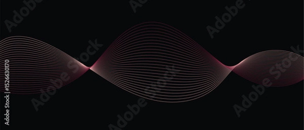 Fototapeta Abstract wave lines in maroon-cream gradient on minimalist background. Futuristic and dynamic look, perfect for tech, digital, and modern design projects.