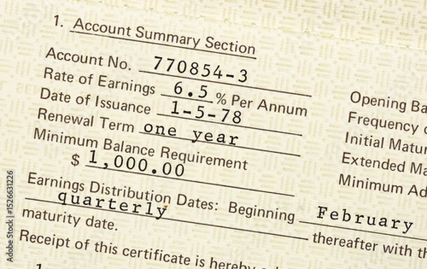 Fototapeta Macro close up of a vintage passbook savings book background