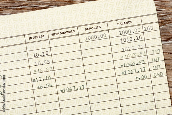 Fototapeta Macro close up of a vintage passbook savings book background