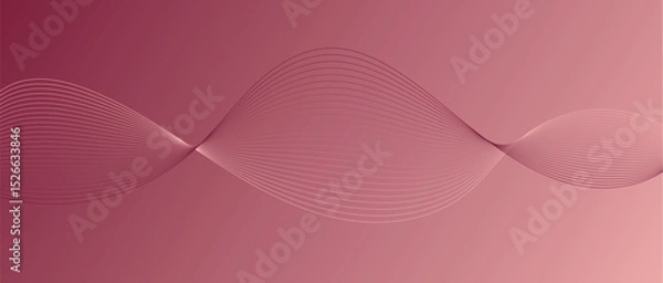 Fototapeta Abstract wave lines in maroon-cream gradient on minimalist background. Futuristic and dynamic look, perfect for tech, digital, and modern design projects.