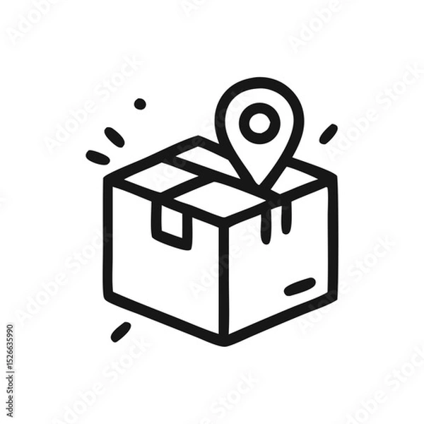 Fototapeta Package Delivery Icon with Location Pin – Shipping and Tracking Symbol