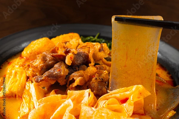 Obraz Malatang with Beef, Vegetables, and Other Chinese Ingredients