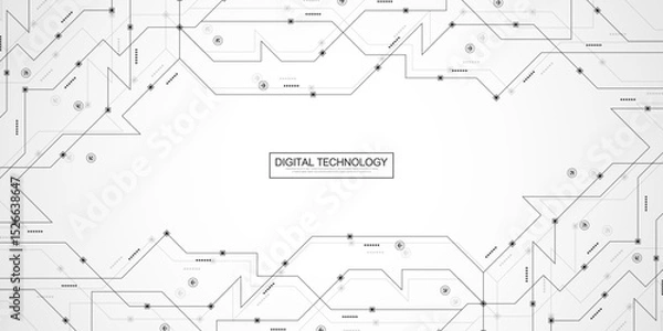 Obraz Motherboard technology abstract texture design. Creative idea AI banner concept for internet technology. Software coding. Digital concept for poster, cover, banner, header, web, presentation template.