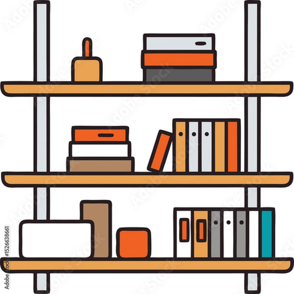 Fototapeta Shelves  vector white background  vector line art white and back , white background