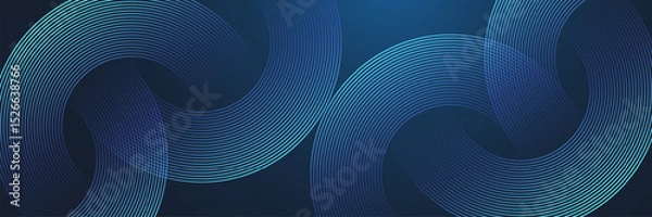 Obraz Modern abstract blue background with circle lines. Geometric stripe line art design for poster, brochure, cover, website, header, web banner, presentation