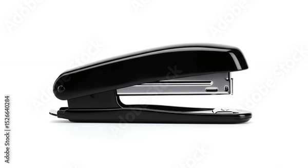Fototapeta Isolated black stapler on white background for office supply and workplace themes