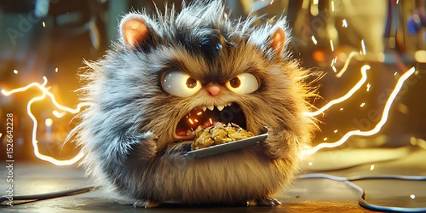 Obraz Angry Fluffy Creature, ai, generated.