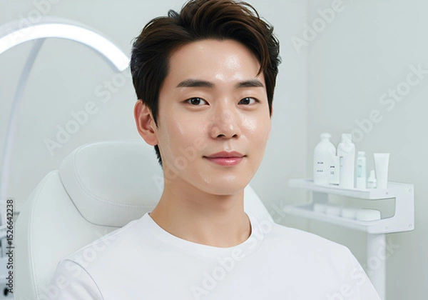 Obraz Man with skincare product on face