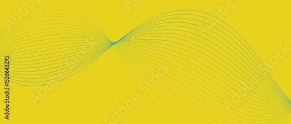 Fototapeta Abstract wave lines in blue yellow gradient on minimalist background. Futuristic and dynamic look, perfect for tech, digital, and modern design projects.