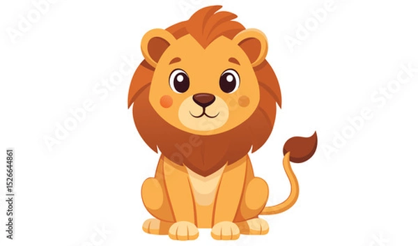 Obraz Cute cartoon lion cub sitting illustration