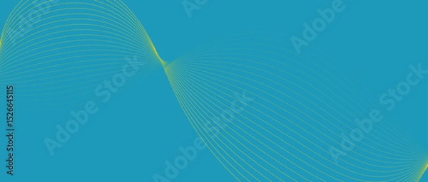 Fototapeta Abstract wave lines in blue yellow gradient on minimalist background. Futuristic and dynamic look, perfect for tech, digital, and modern design projects.