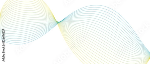 Fototapeta Abstract wave lines in blue yellow gradient on minimalist background. Futuristic and dynamic look, perfect for tech, digital, and modern design projects.