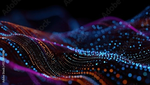 Obraz Abstract digital wave with glowing particles