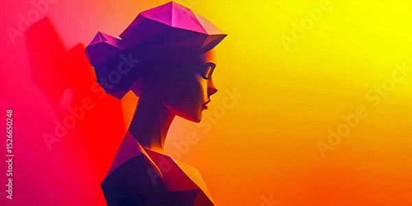 Obraz silhouette of an origami shape  woman, ai generated.