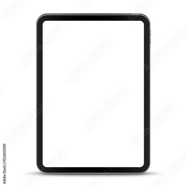 Fototapeta Vector illustration of modern mobile tablet with blank empty white screen. Realistic mockup or template, isolated on white background